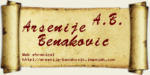 Arsenije Benaković vizit kartica